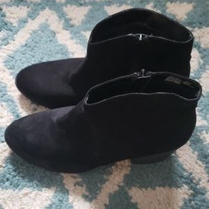 Black Suede Zip-up Booties